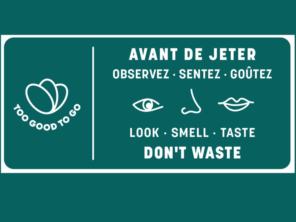  An example of a “don’t waste” label designed by Too Good to Go.